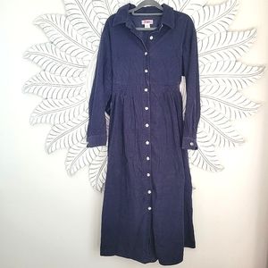 Vintage FADS Corduroy Dress Navy Blue Size 14